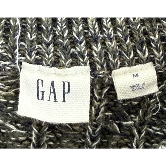 GAP Green Marled Cable Knit Cotton Sweater Classic Cozy Casual Timeless Womens M - Picture 8 of 9